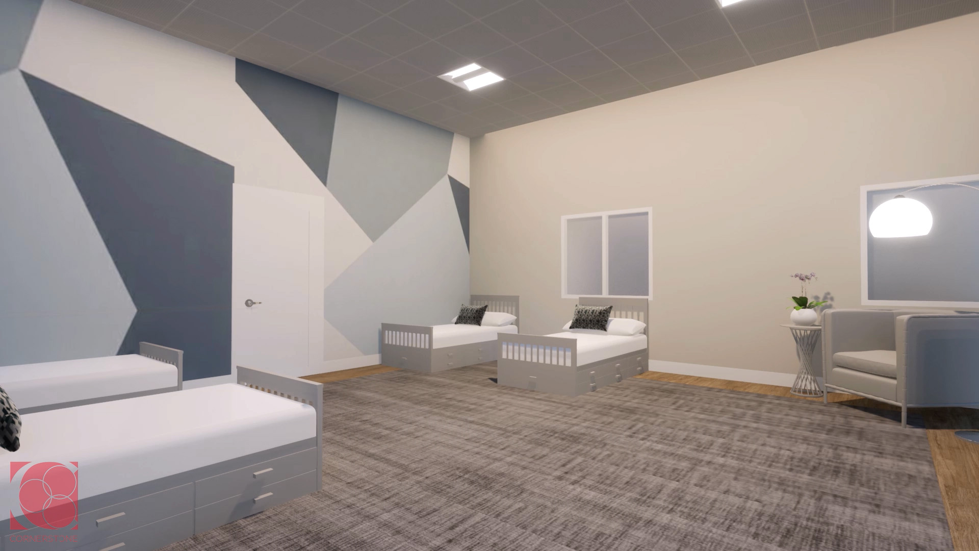 One view of artists rendering of new bedroom facilities.